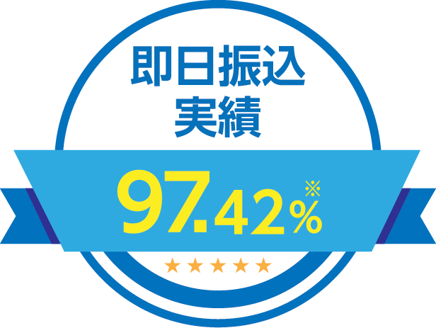 即日振込 実績 97.42%