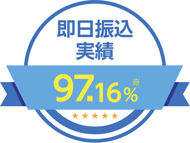 即日振込 実績 97.16%