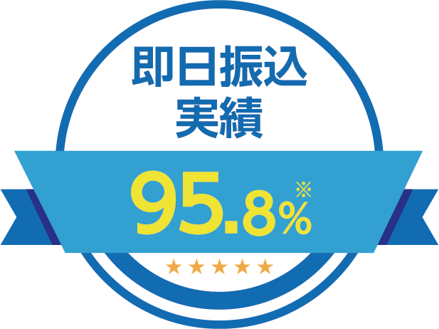 即日振込 実績 95.80%