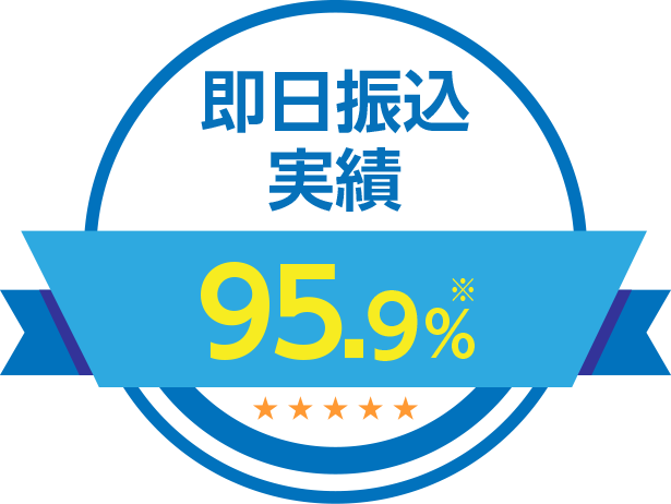 即日振込 実績 95.80%