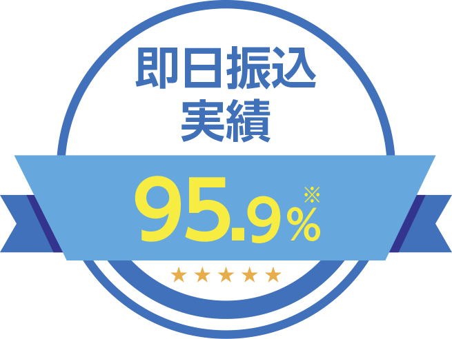 即日振込 実績 95.80%